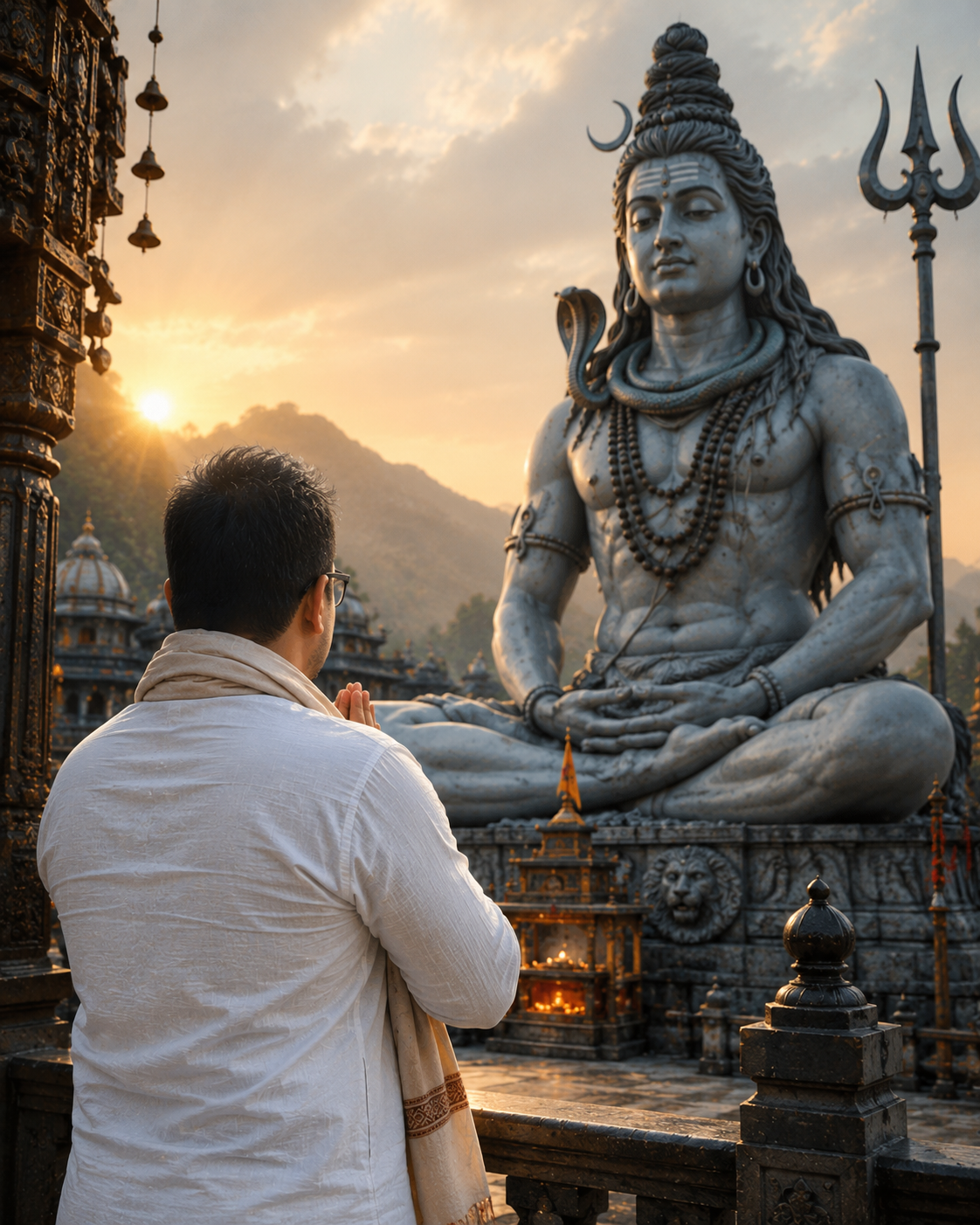 standing on lord Shiva statue